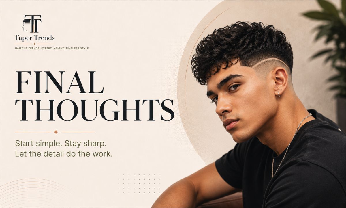 A finished low taper fade design with a single clean line, sharp and easy to maintain.