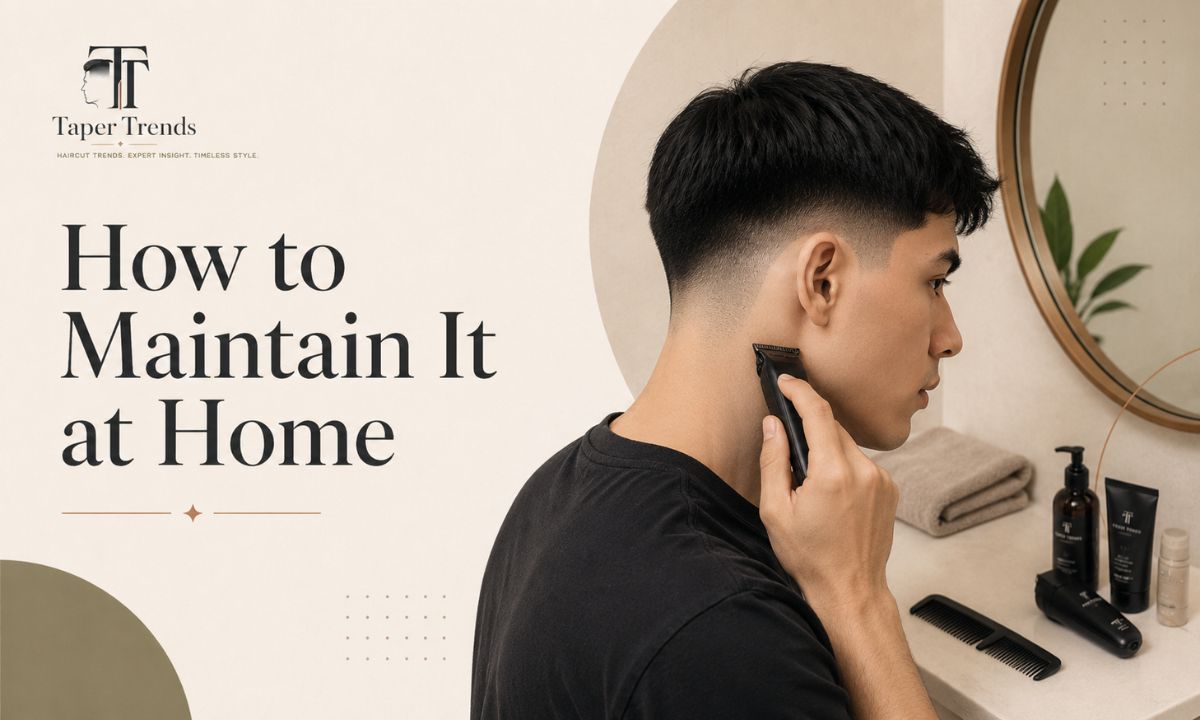 Maintaining a low taper fade on straight hair at home, keeping the neckline clean between barber visits.
