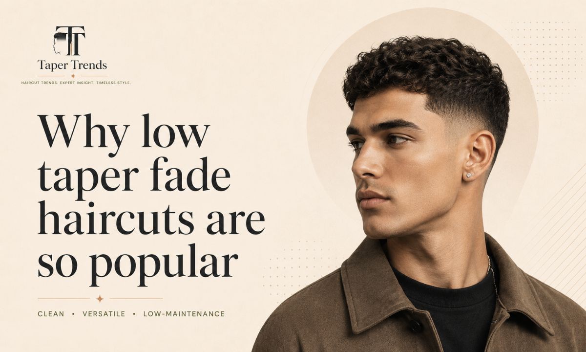 A low taper fade photographed from the side, showing the soft natural blend that stays presentable for weeks.
