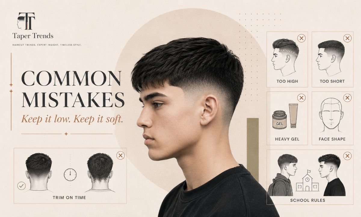A low taper fade that has grown out, showing why regular cleanups keep a boy's straight hair sharp.