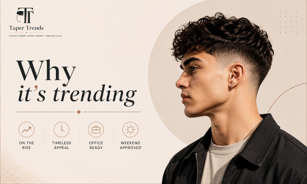 A modern textured fringe with low taper fade with a matte, natural finish reflecting 2026 grooming trends.